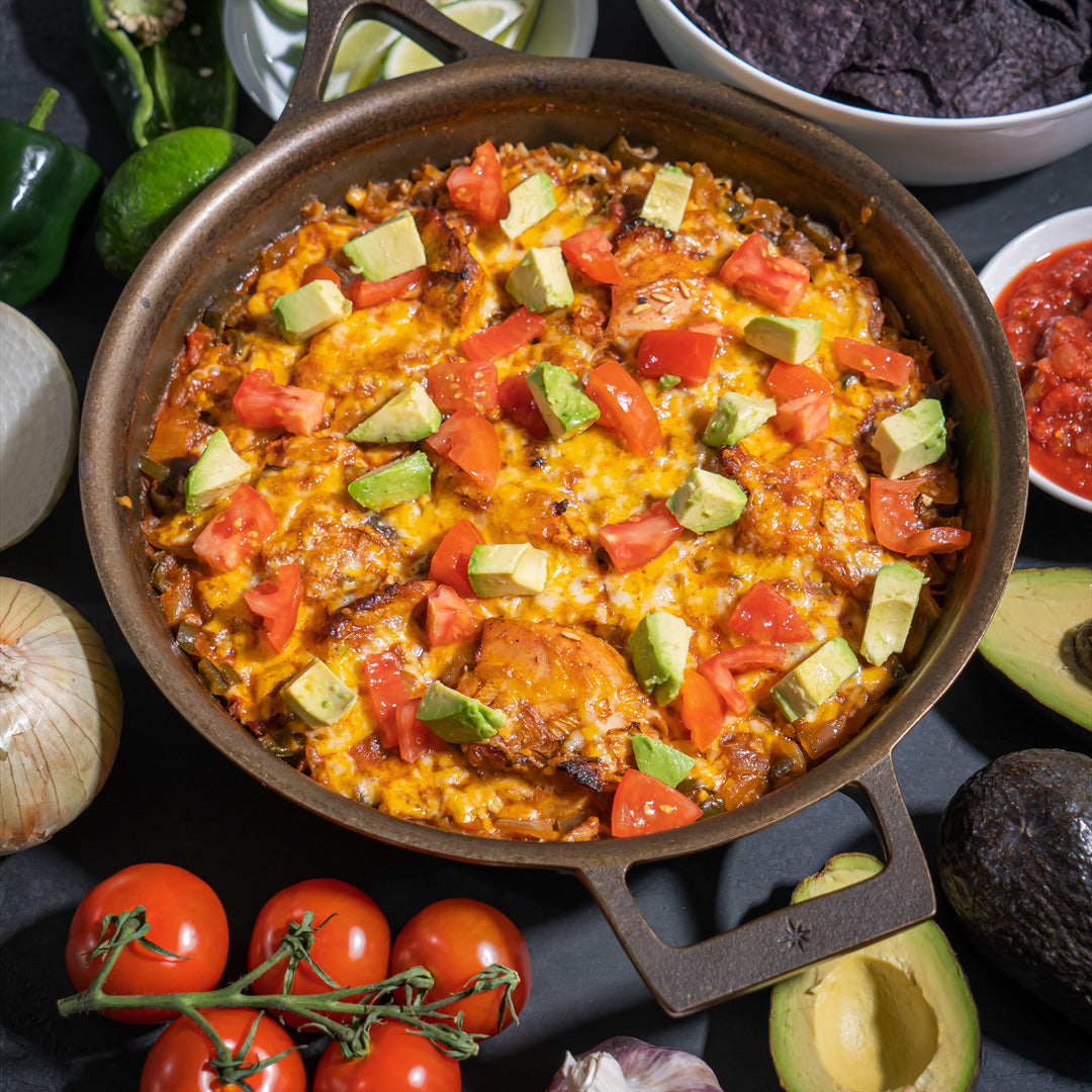 Southwest Chicken Thighs and Rice Skillet