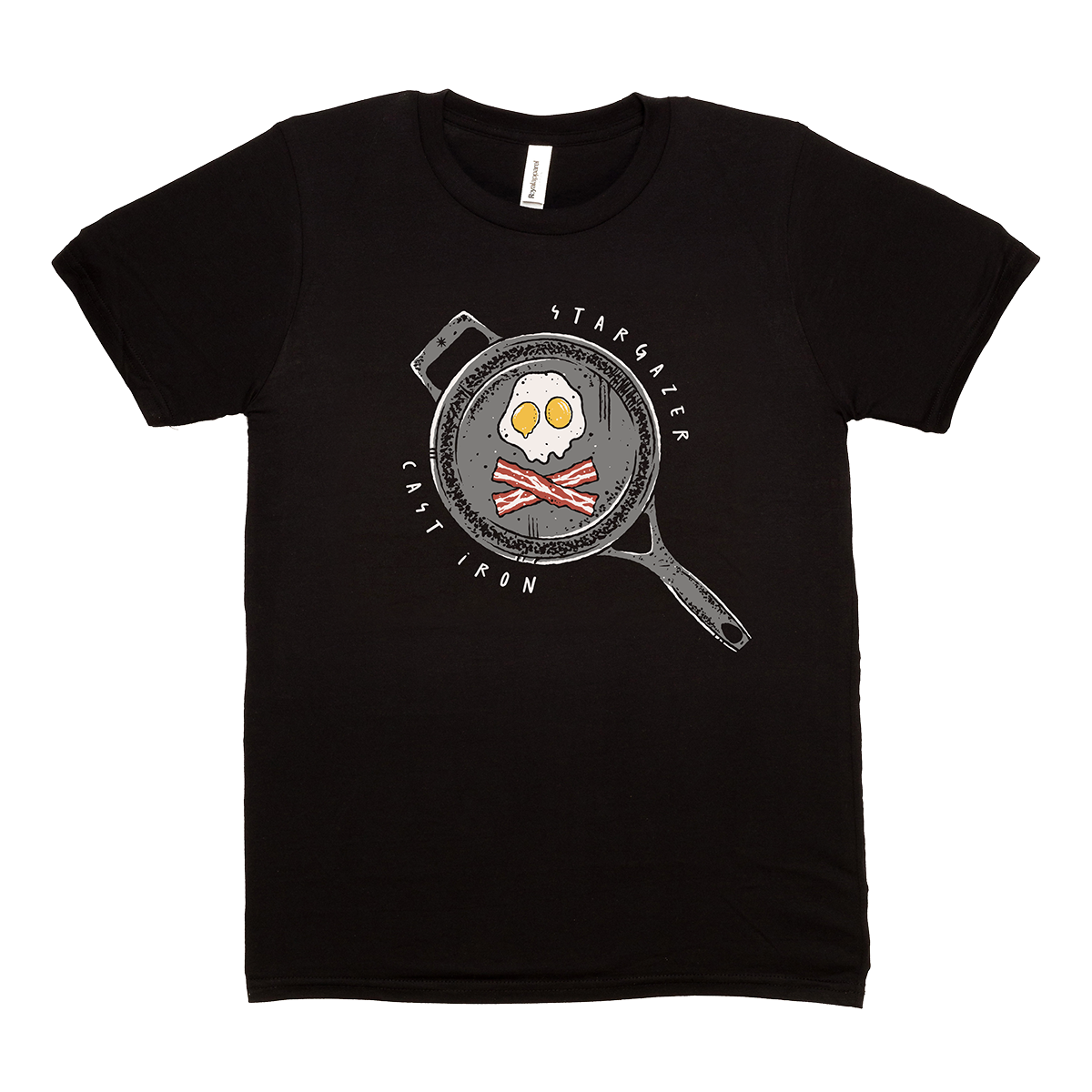 Stargazer Death by Breakfast T-shirt - black, 100% cotton with unique graphic.
