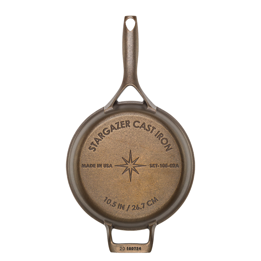 10.5-inch cast iron skillet by Stargazer - perfect for cooking meals for two.