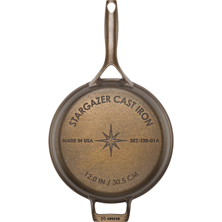 12-inch cast iron skillet by Stargazer - ideal for family dinners and gatherings.